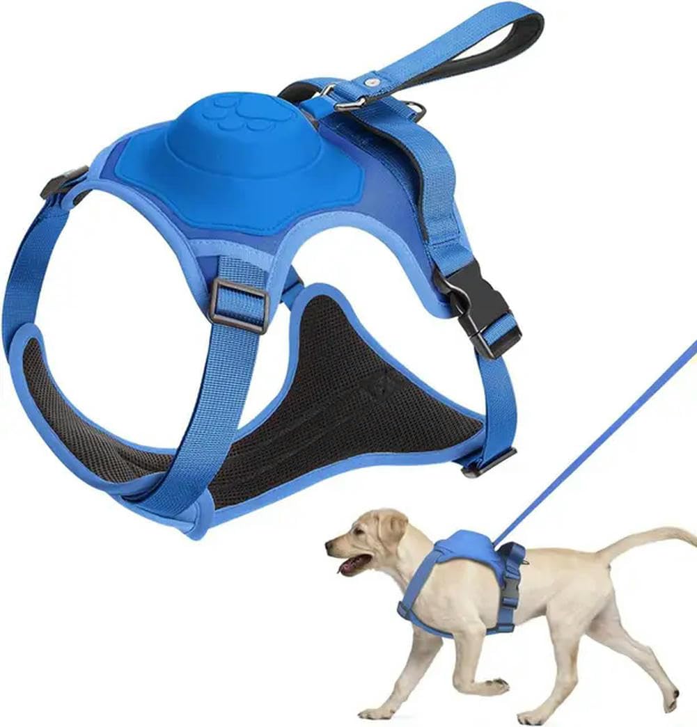 AMOBOX Hundegeschirr für mittelgroße Hunde, kein Ziehen, Geschirr für Hunde, mit integrierter einziehbarer Leine, strapazierfähiges Hundegeschirr mit Frontclip